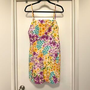 NWT Avec Les Filles floral spaghetti strap/strapless mini dress - size 14